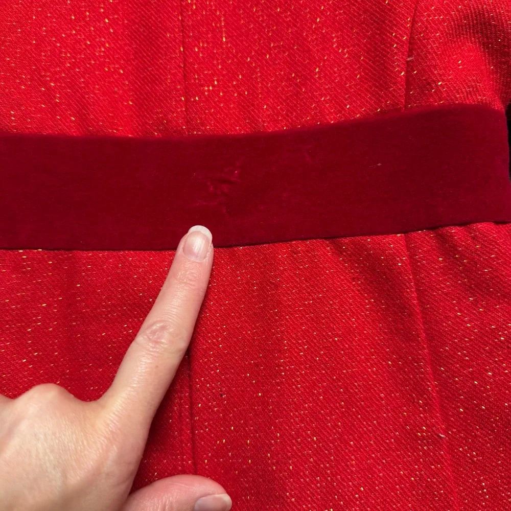 Busy Bees Kids Red Double Breasted Dress Coat Red Velvet‎ Trim Toddler Girl 3T